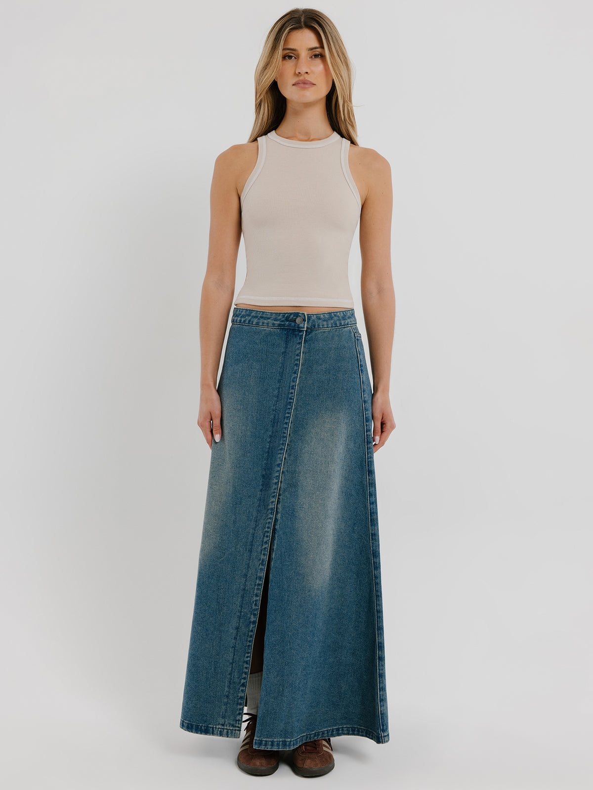 Beyond Her Dahlia Stitch Tank Top | Oak