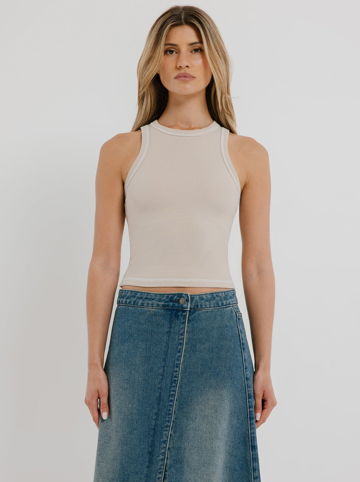 Beyond Her Dahlia Stitch Tank Top | Oak