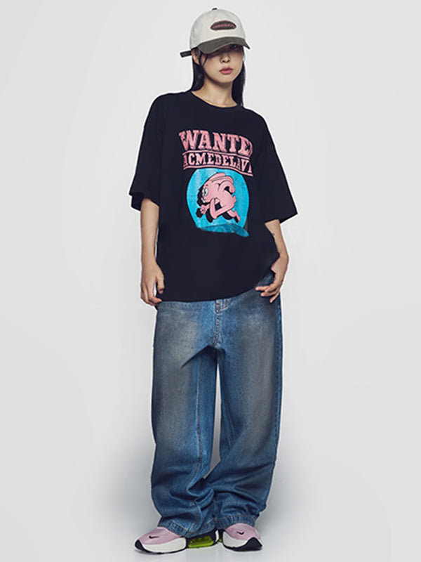 ADLV Wanted Rabbit Artwork Short Sleeve T-Shirt BLACK