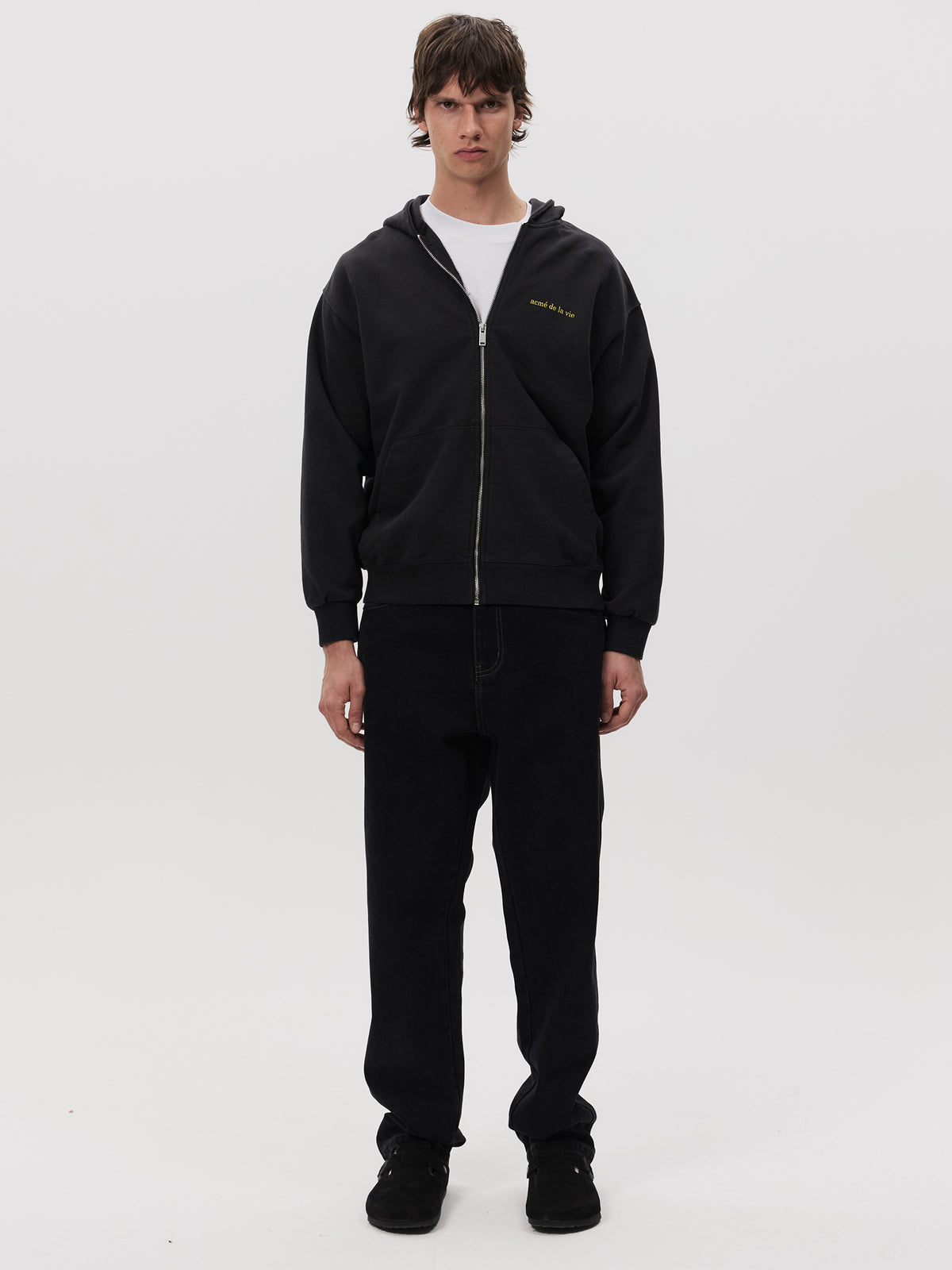 ADLV Basic Bio Washing Hoodie Zip Up | Black