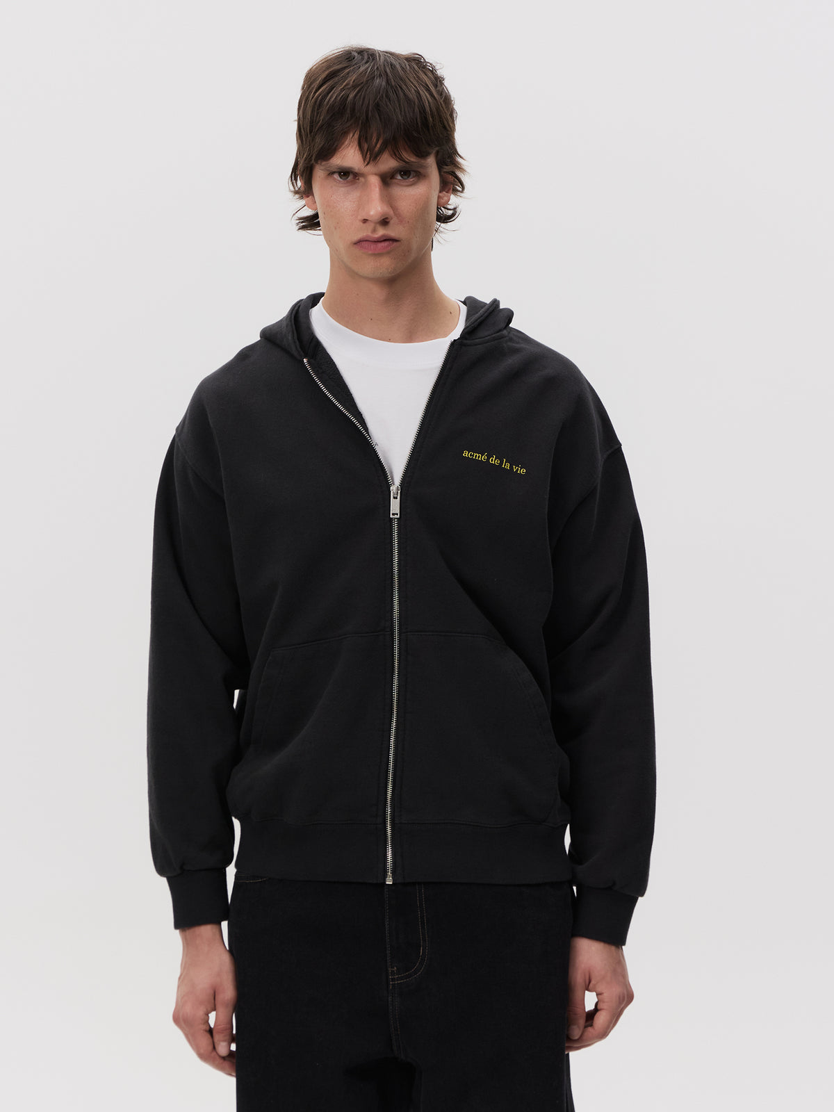 ADLV Basic Bio Washing Hoodie Zip Up | Black