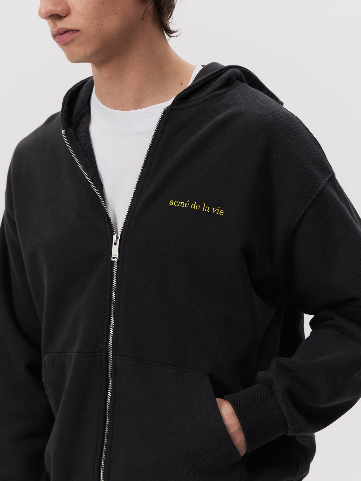 ADLV Basic Bio Washing Hoodie Zip Up | Black
