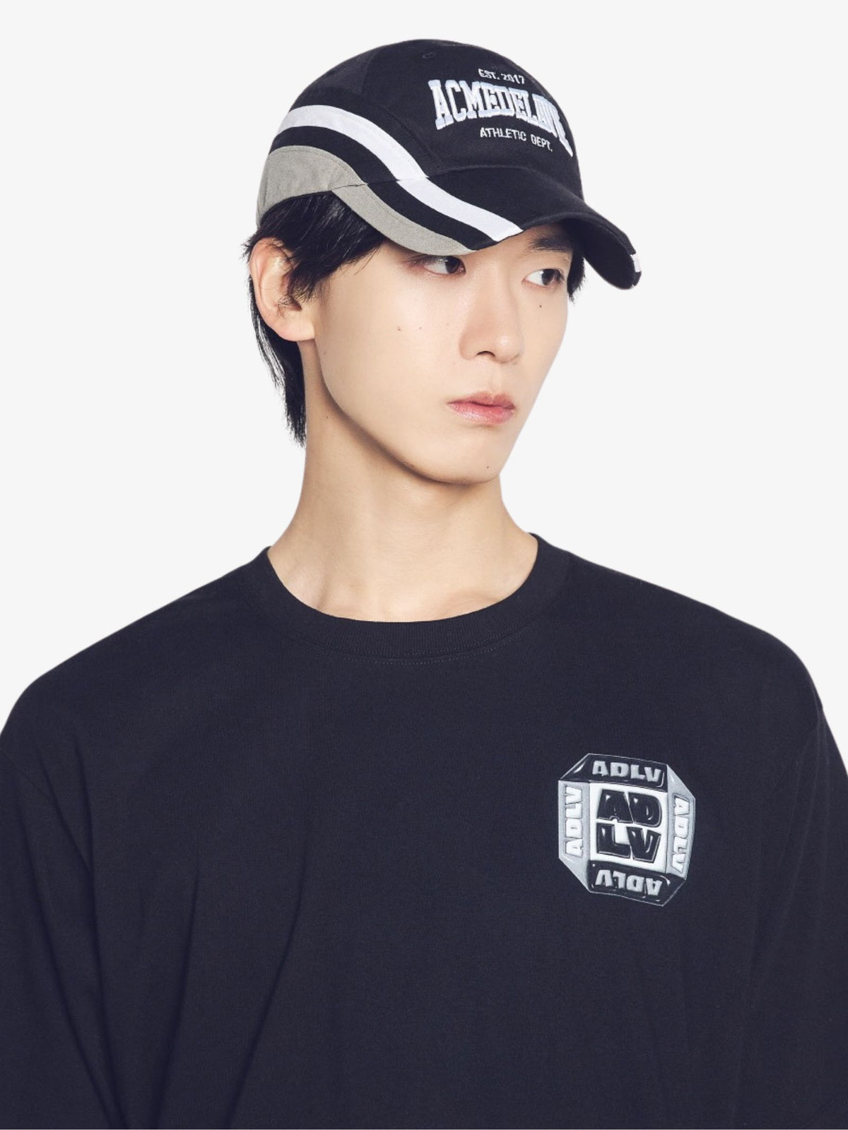 ADLV Three-Tone Asymmetry Cotton Ballcap | Black