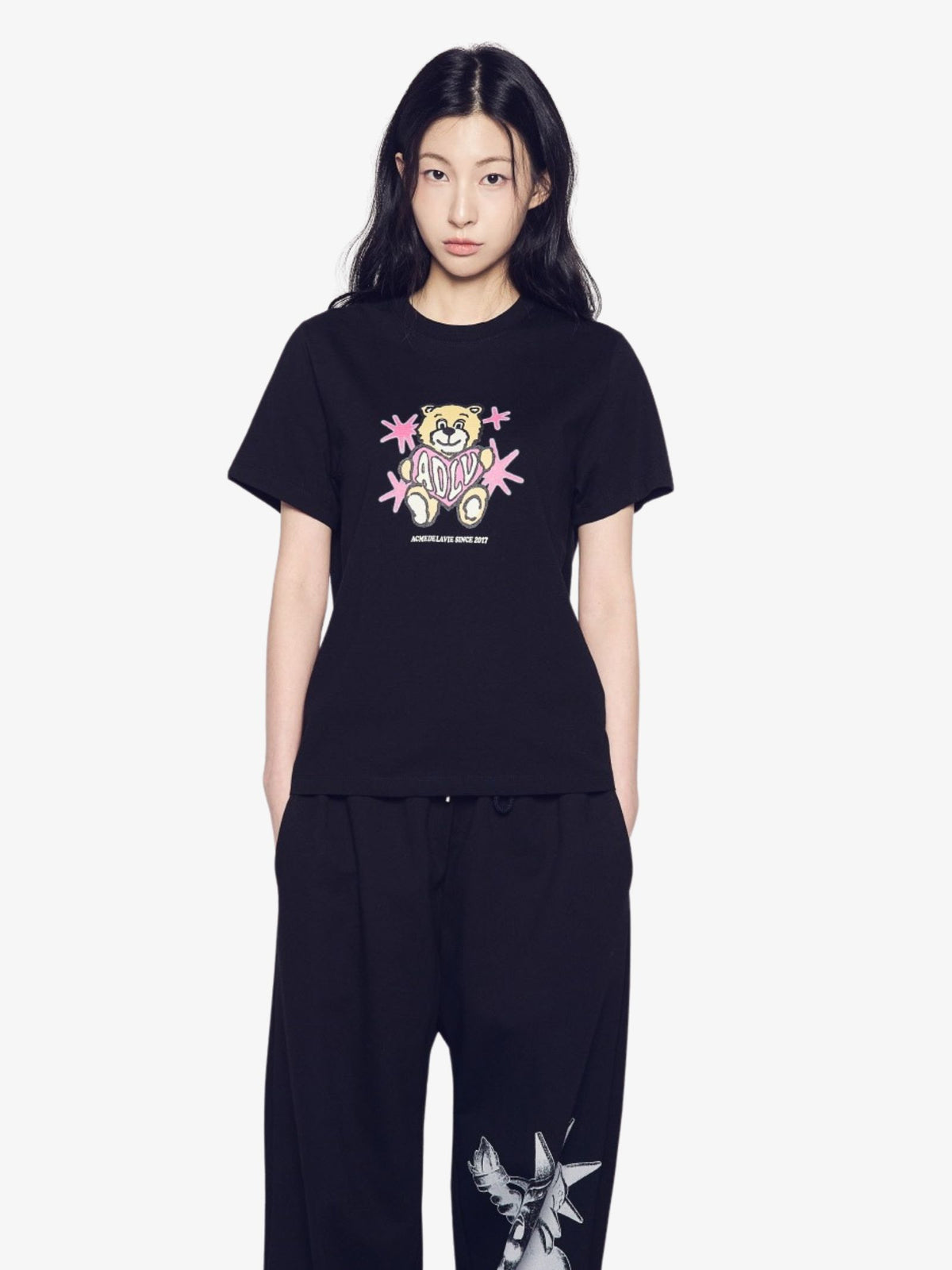 ADLV Women's Ac Bear Heart T-Shirt | Black