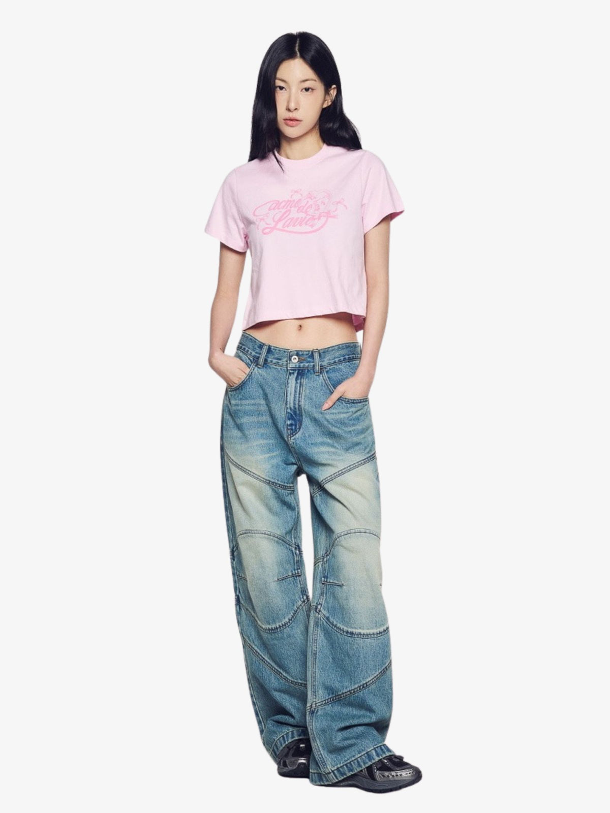 ADLV Women's Mirror Ac Bear Crop T-Shirt | Light Pink