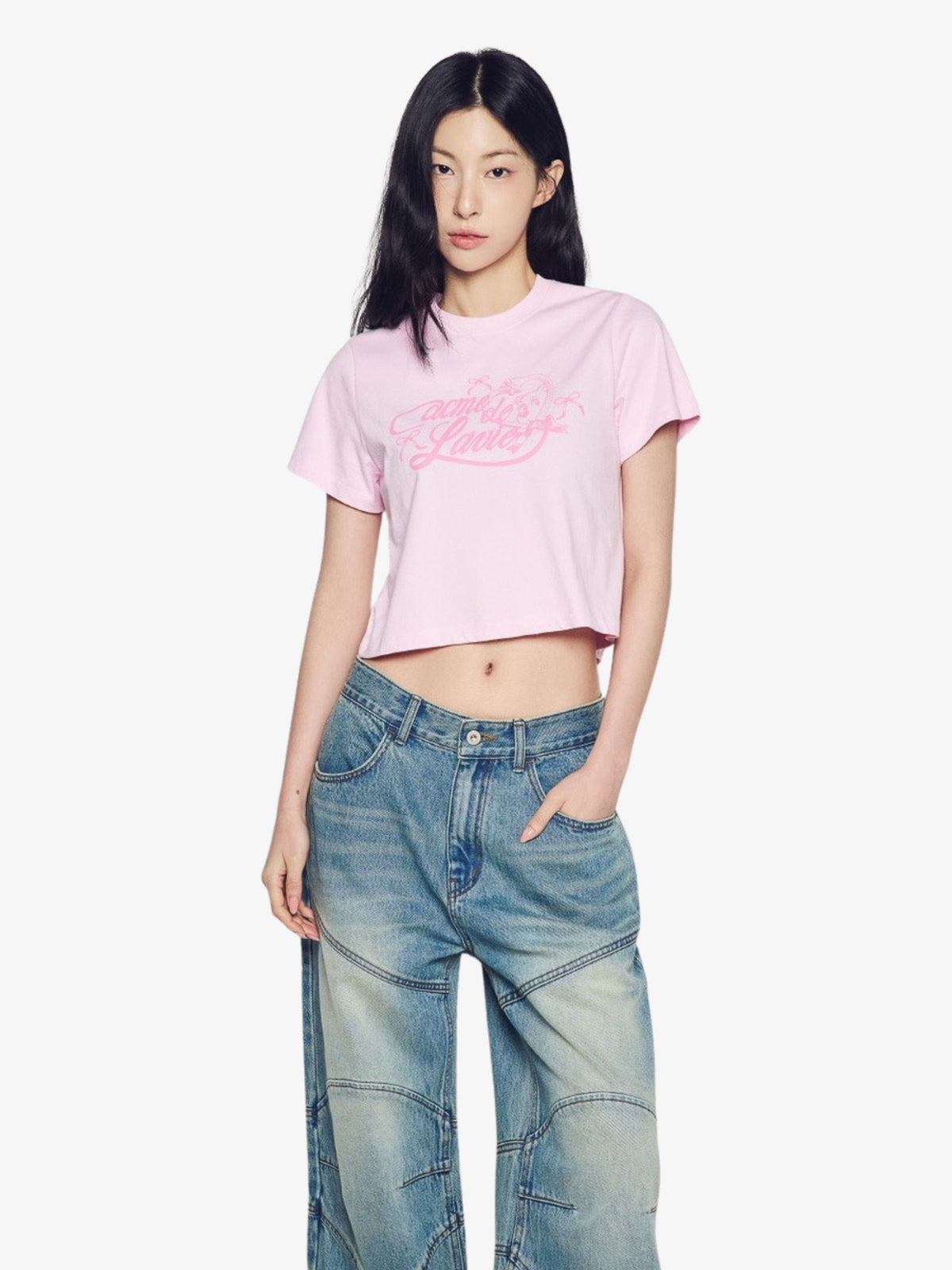 ADLV Women's Mirror Ac Bear Crop T-Shirt | Light Pink
