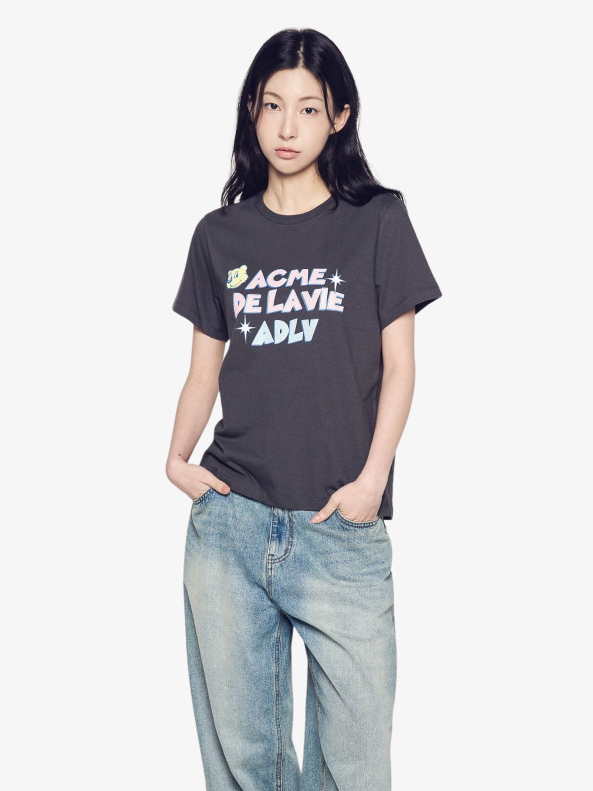 ADLV Women's Ac Bear Candy T-Shirt | Charcoal