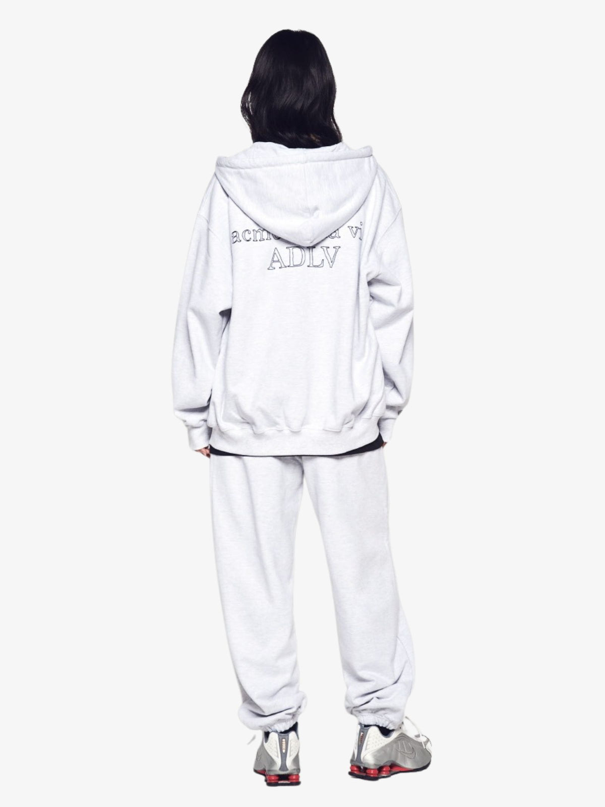 ADLV Border Line Basic Logo Hoodie Zip | Grey Melange