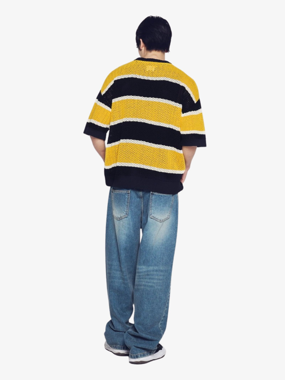 ADLV Oversize Stripe Short Sleeve Knit | Yellow