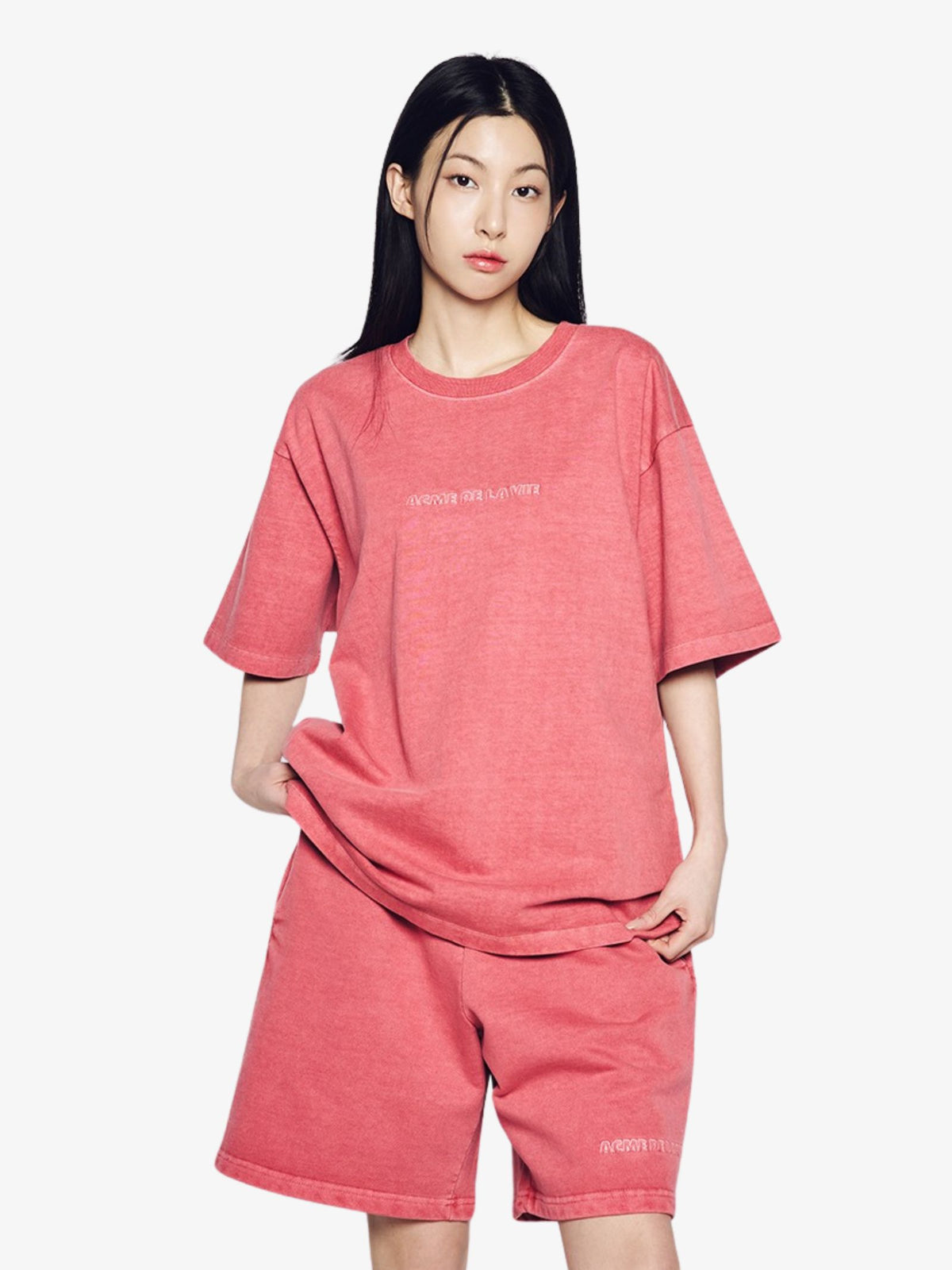 ADLV Simple Logo Pigment Short Sleeve T-Shirt | Pink