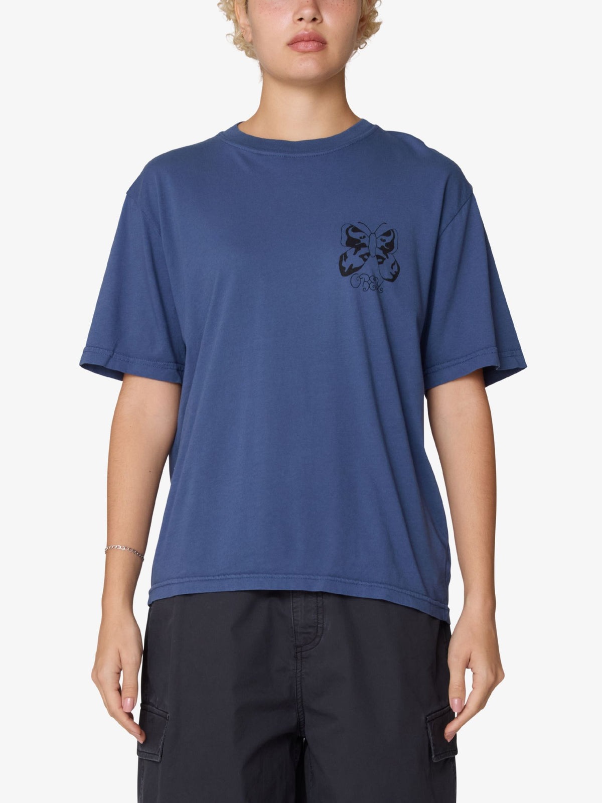 Obey Flutter Face Tee | Vintage Indigo