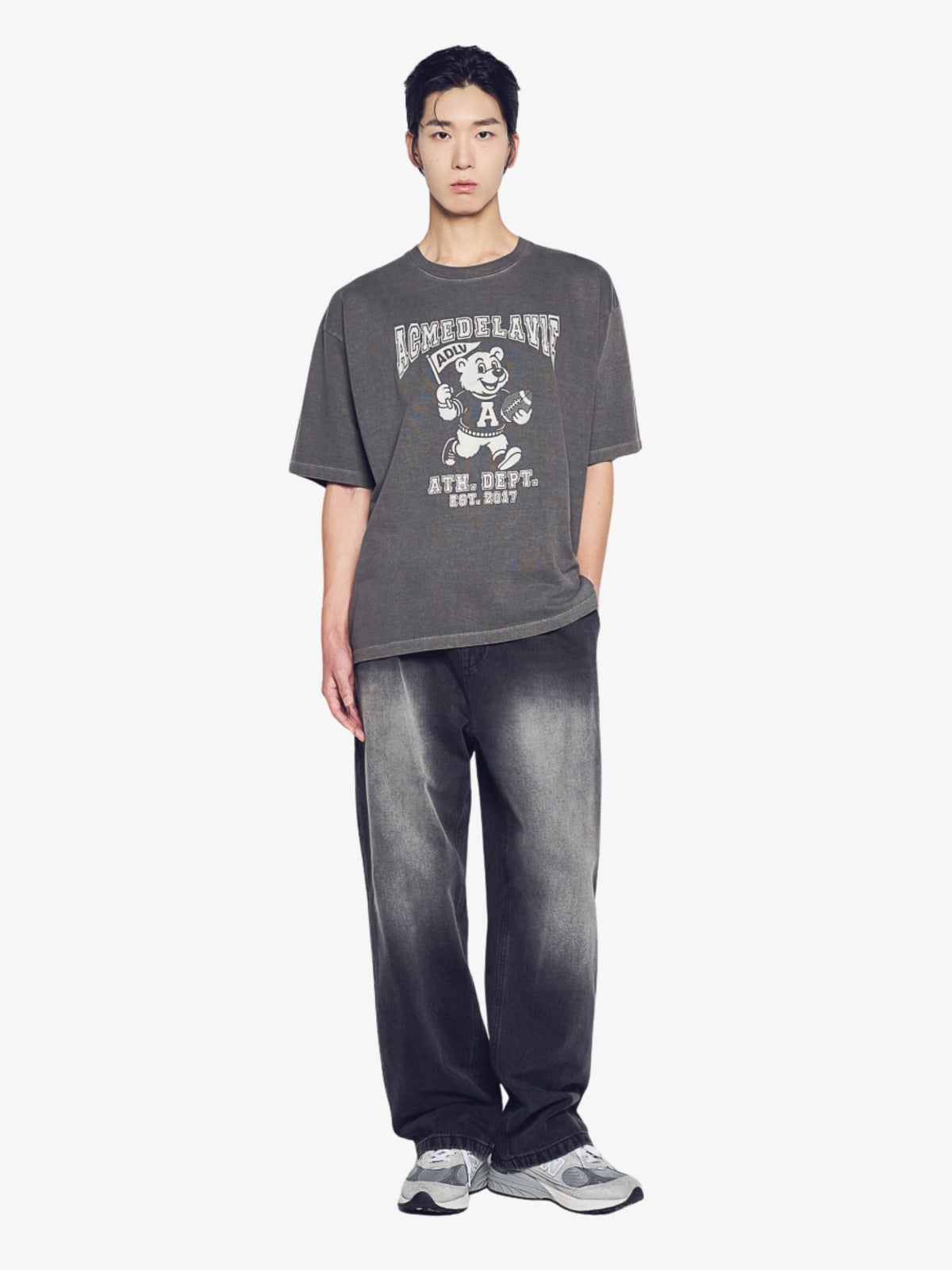 ADLV Football Ac Bear Pigment Short Sleeve T-Shirt | Charcoal