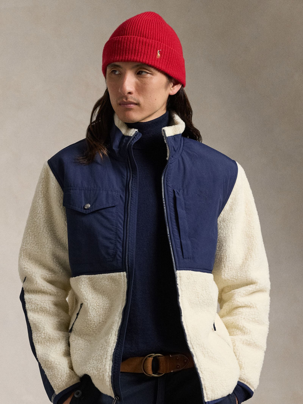 Polo Ralph Lauren Bonded Sherpa Jacket | Winter Cream/Newport
