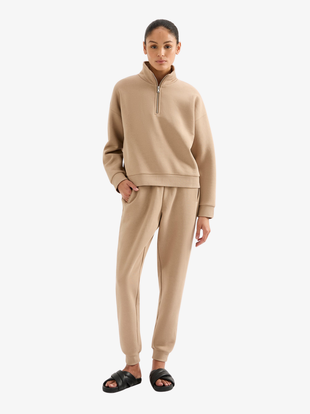 Nude Lucy Carter Classic Zip Front Sweat | Mocha