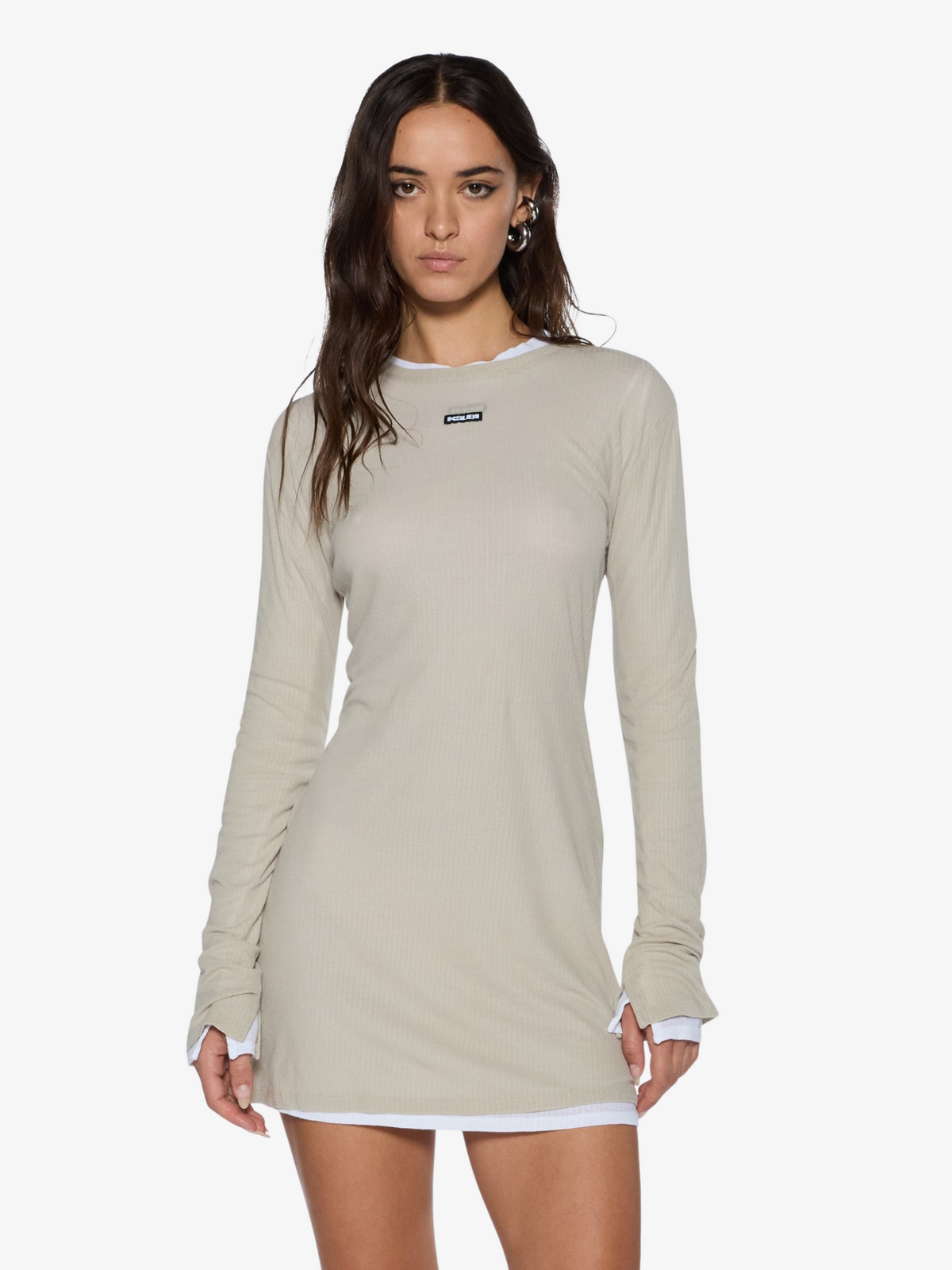 Ksubi Crawford Long Sleeve Mini Dress | TAUPE