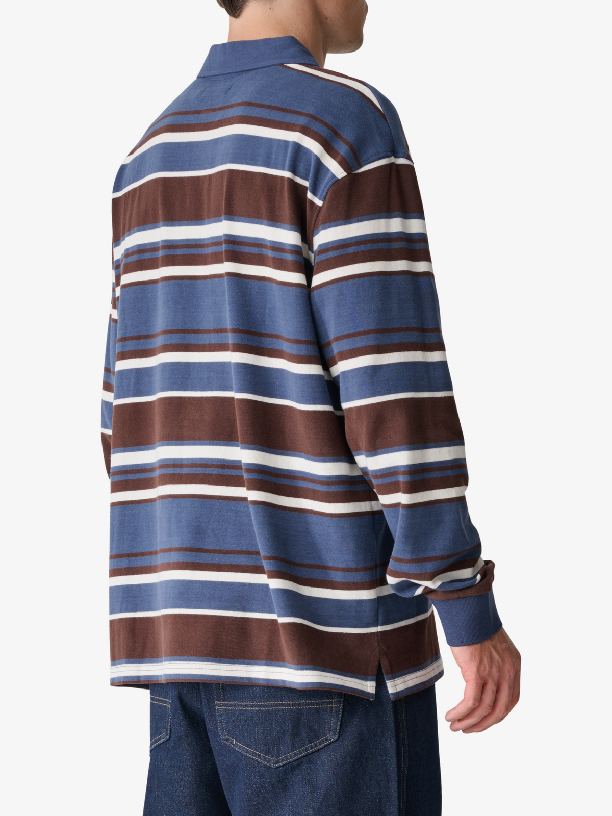 S-Double Peach Stripe Rugby | Navy