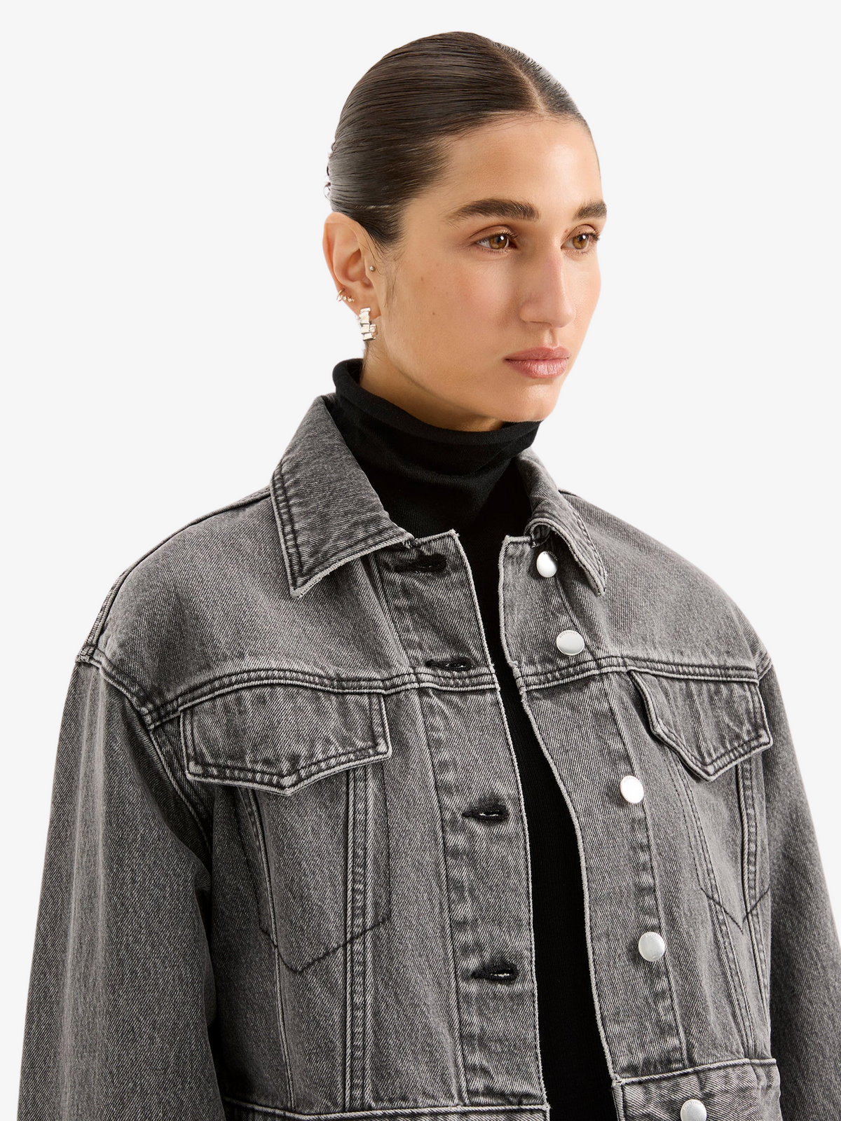 Nude Lucy Organic Denim Crop Jacket | Graphite