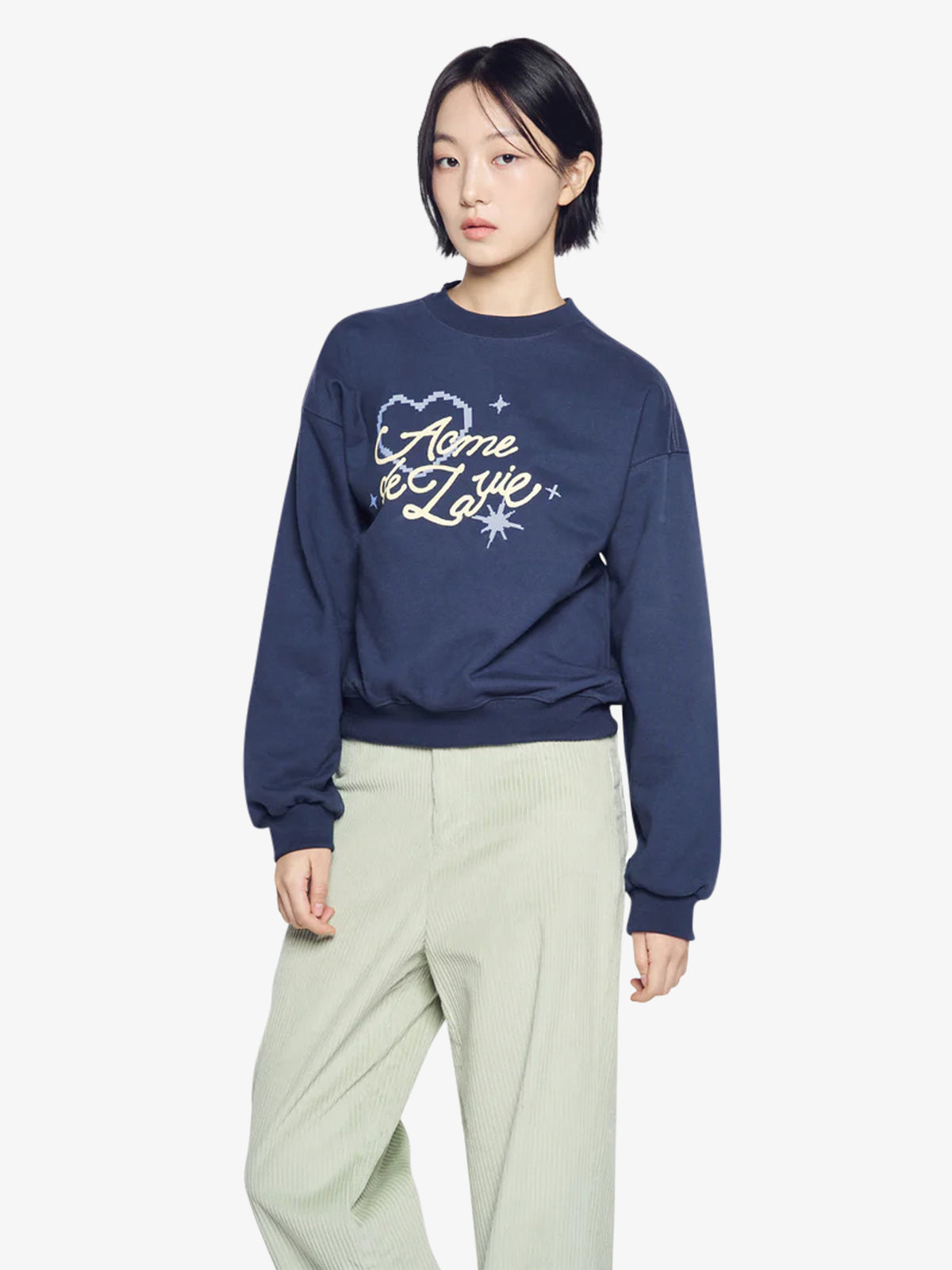 ADLV Script Heart Lettering Women's Sweatshirt | NAVY