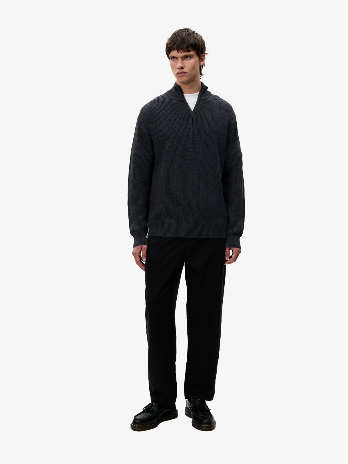 Article One Rib Quarter Zip Sweater | Charcoal
