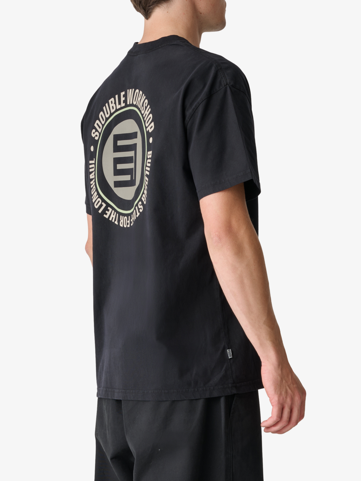 S-Double Workshop Dot Short Sleeve Tee | Pigment Black