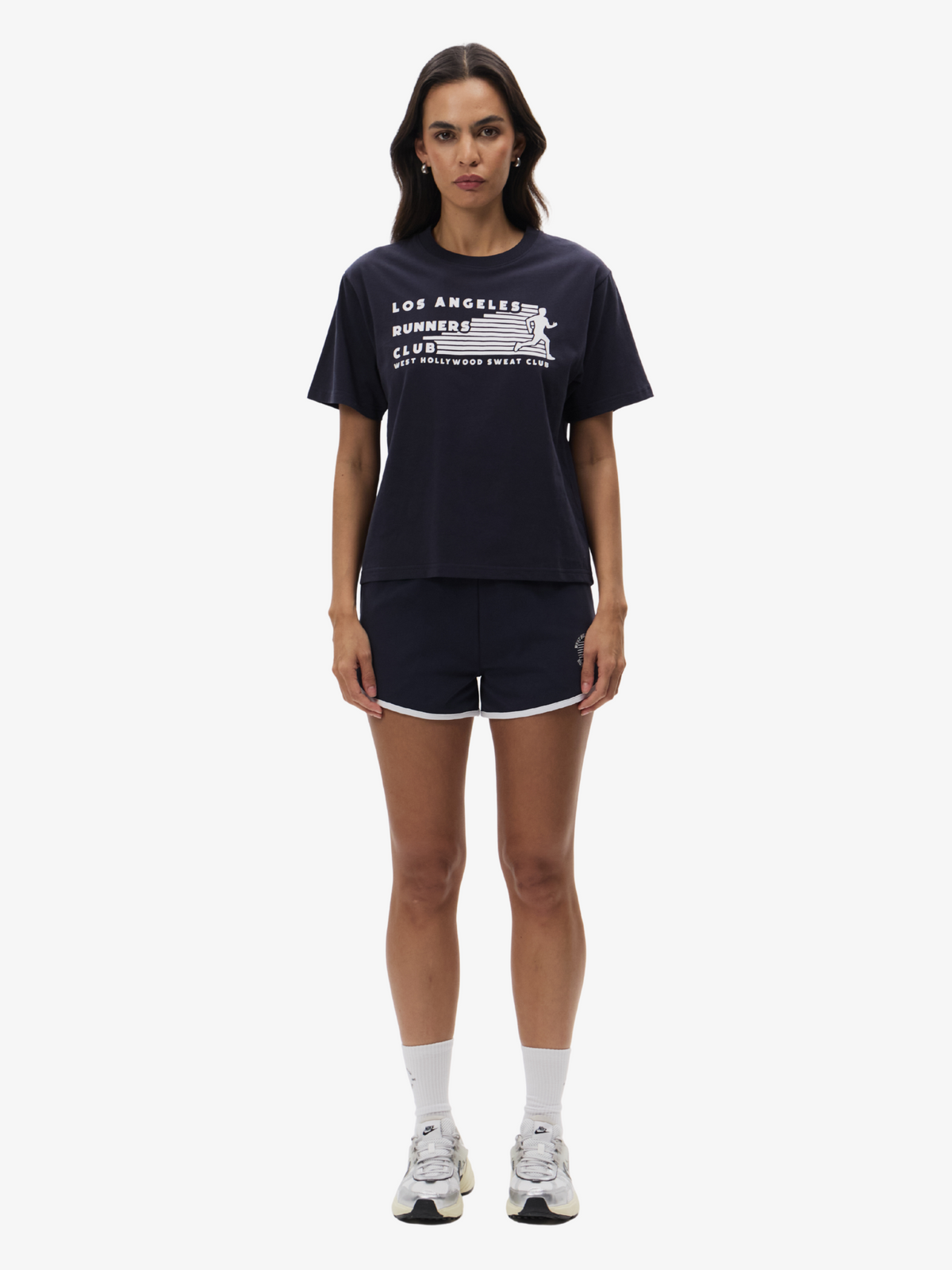 West Hollywood Sweat Club Los Angeles Runners Club Relaxed Tee | Navy