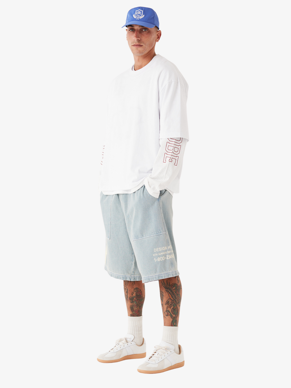 Zanerobe Crochet Denim Short | Lt Blue