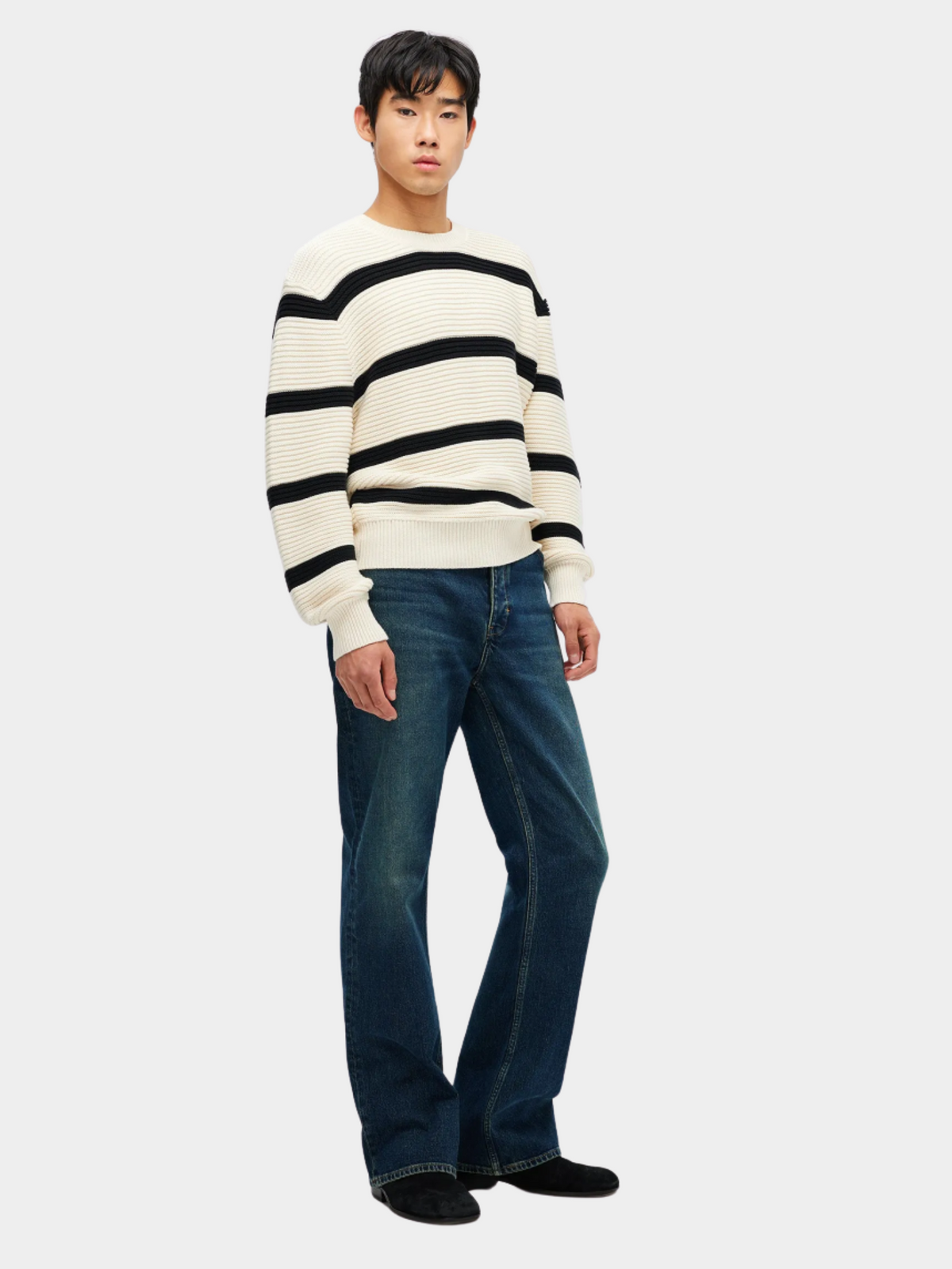 Neuw Stripe Knit Crew | Black Stripe