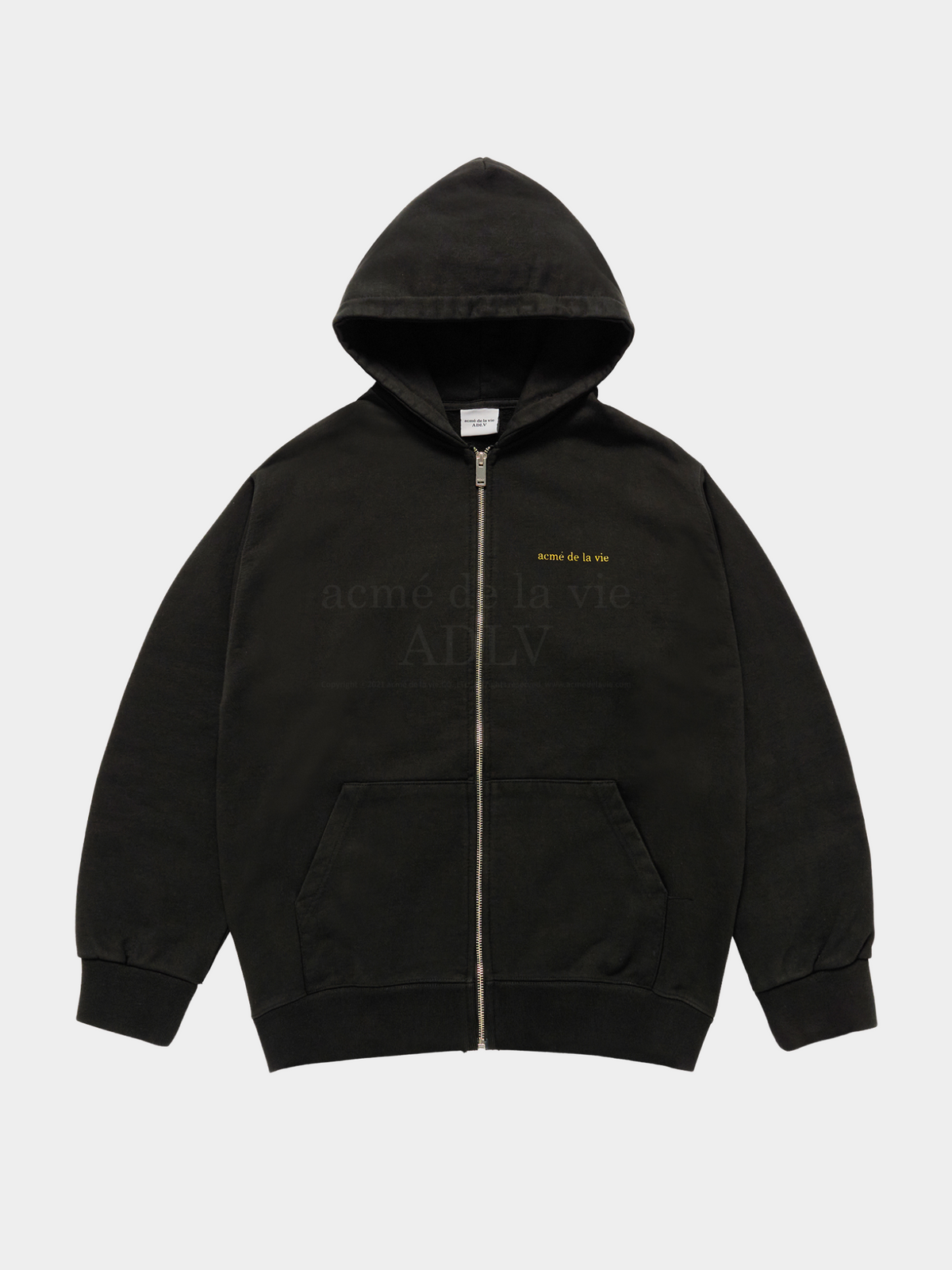 ADLV Basic Bio Washing Hoodie Zip Up | Black