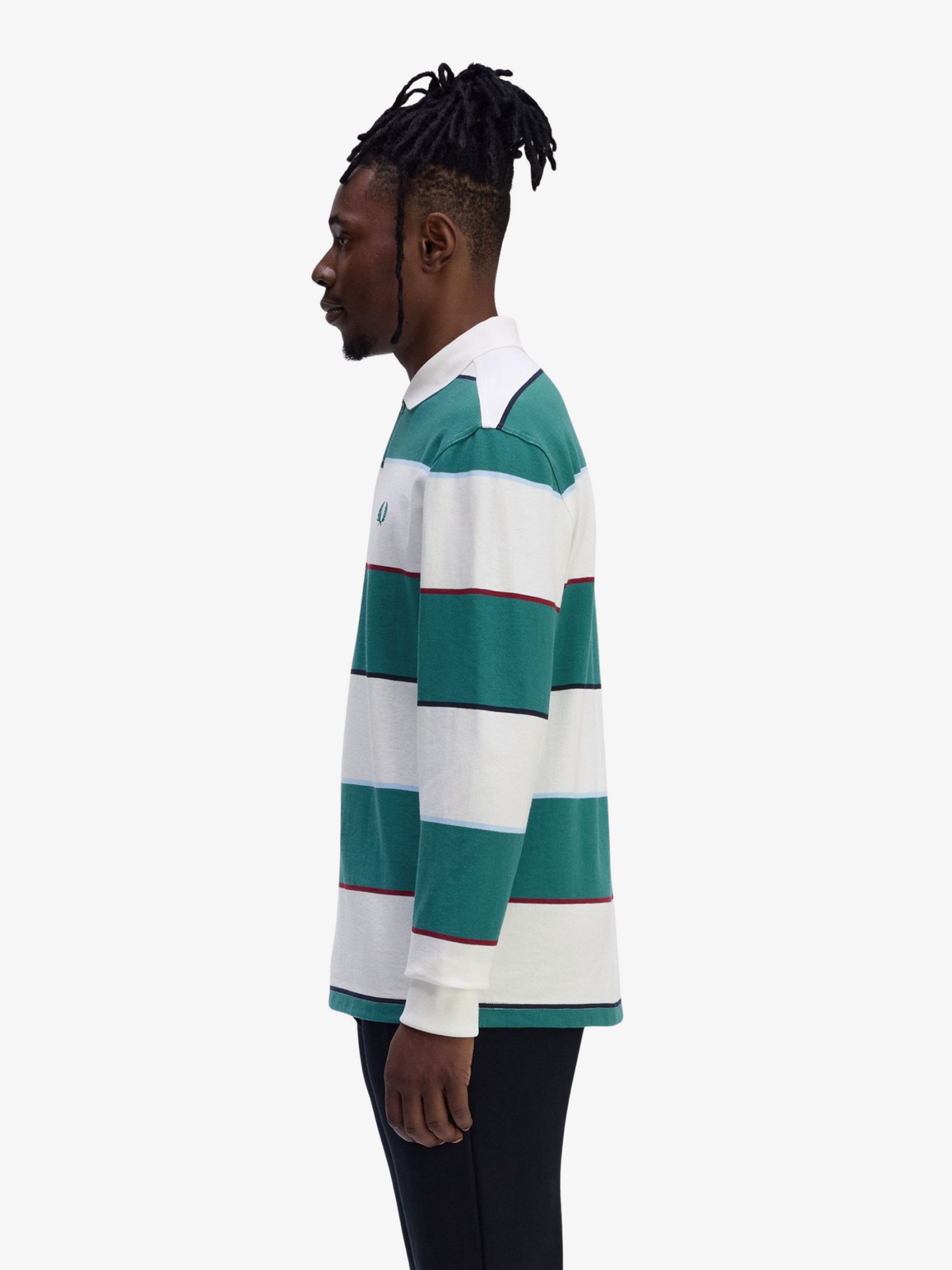 Fred Perry Heavyweight Jersey Striped Polo Shirt | Snow White