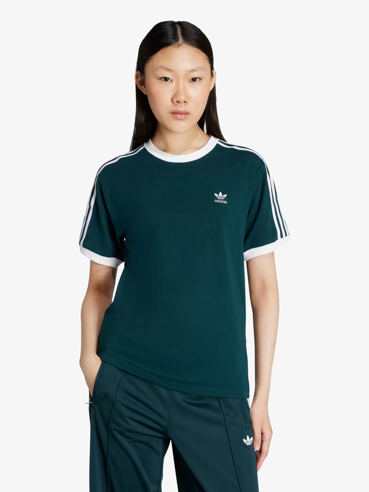 Adidas 3-Stripes Tee | Aurora Ivy/White