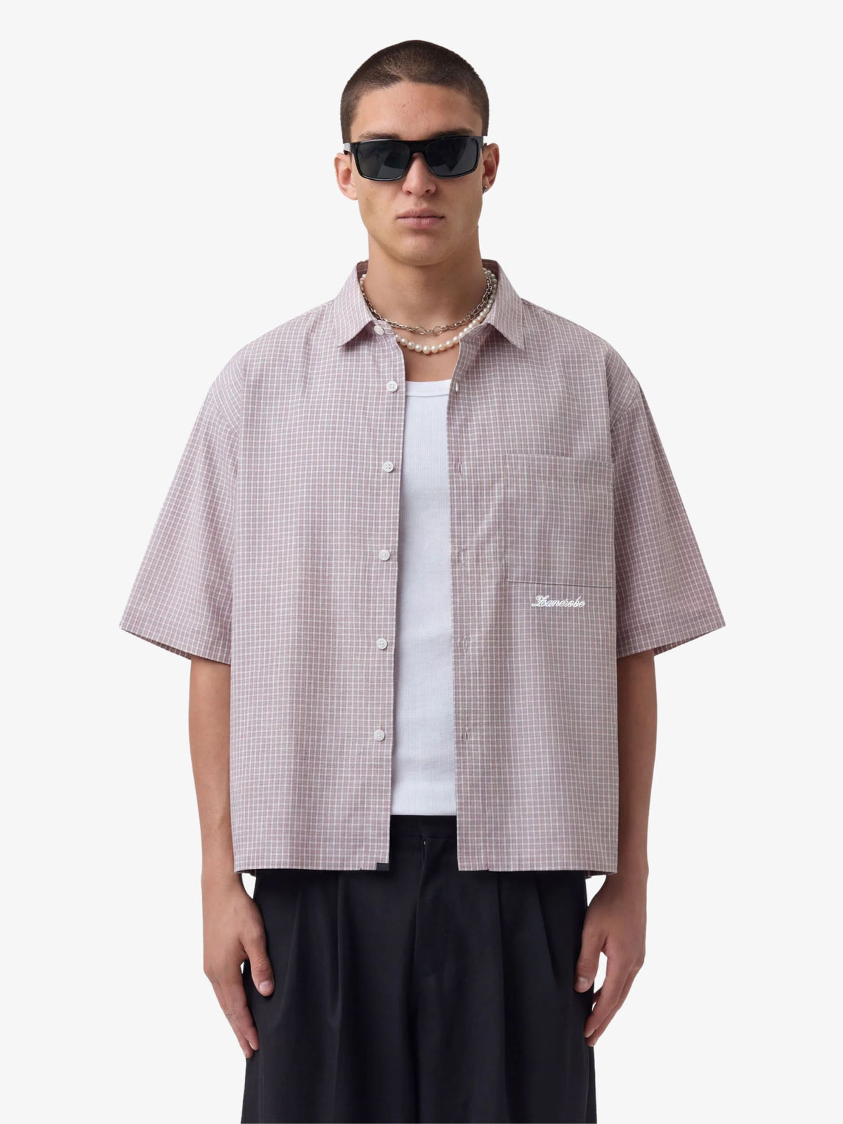 Zanerobe Box Crop Shirt | Pink Plaid