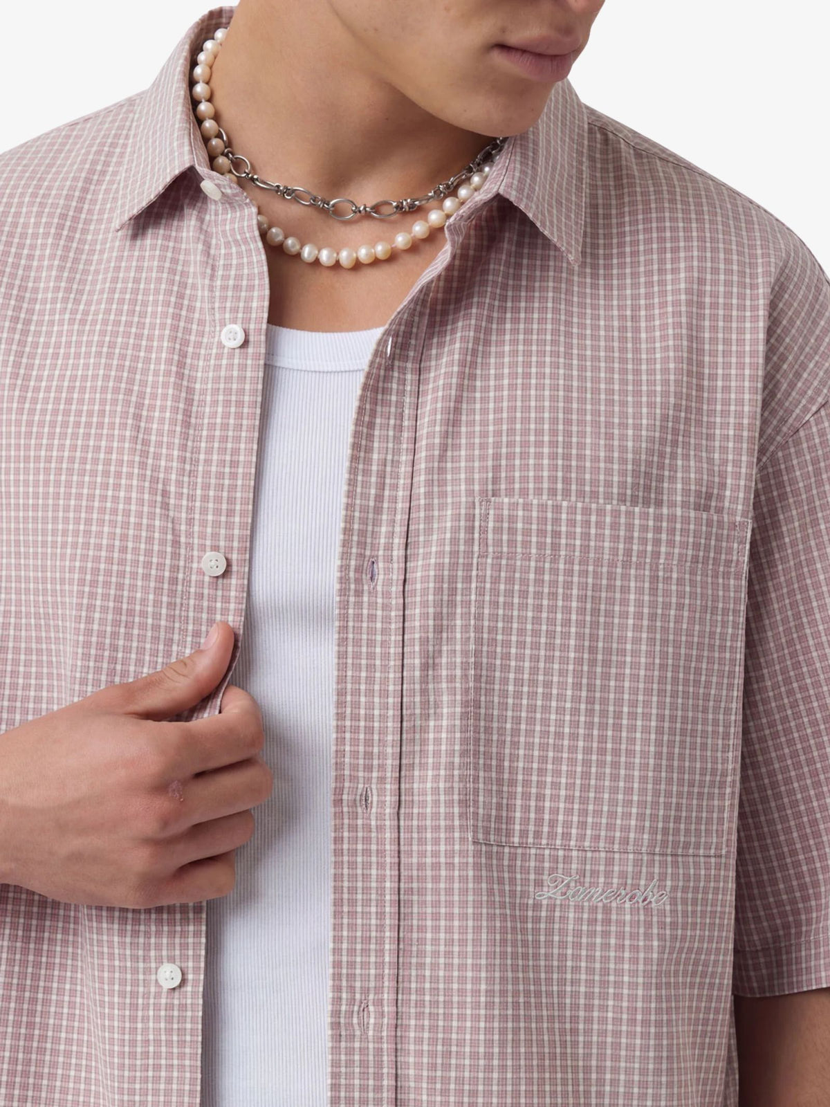 Zanerobe Box Crop Shirt | Pink Plaid