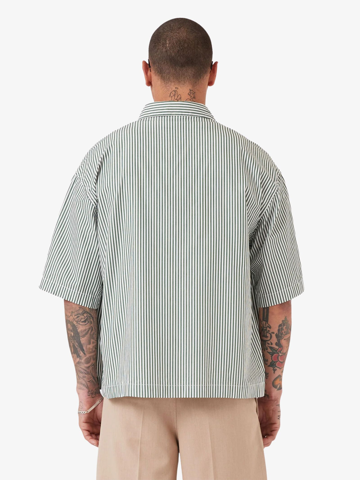 Zanerobe Box Crop Shirt | Green Stripe