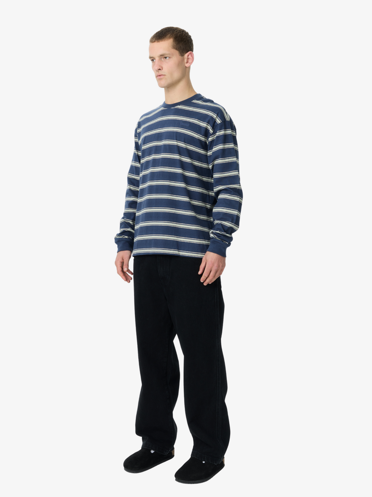 S-Double Big Stripe Long Sleeve Tee | NAVY