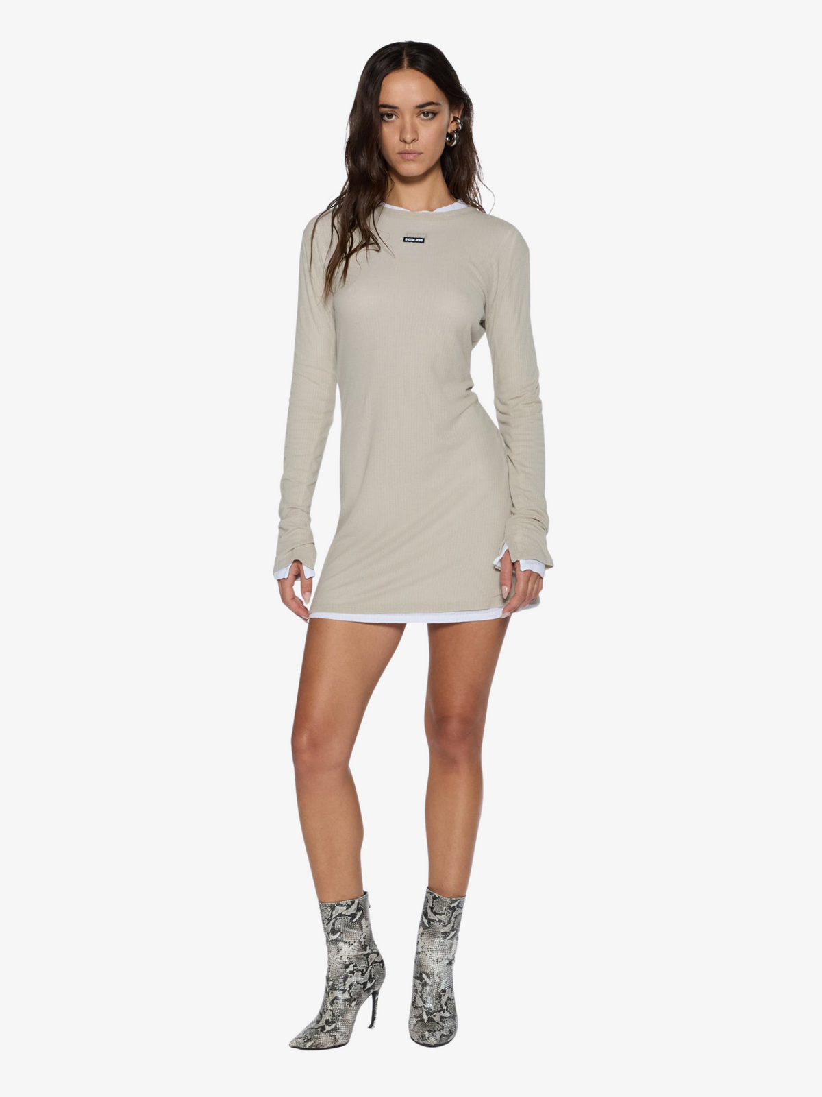 Ksubi Crawford Long Sleeve Mini Dress | TAUPE