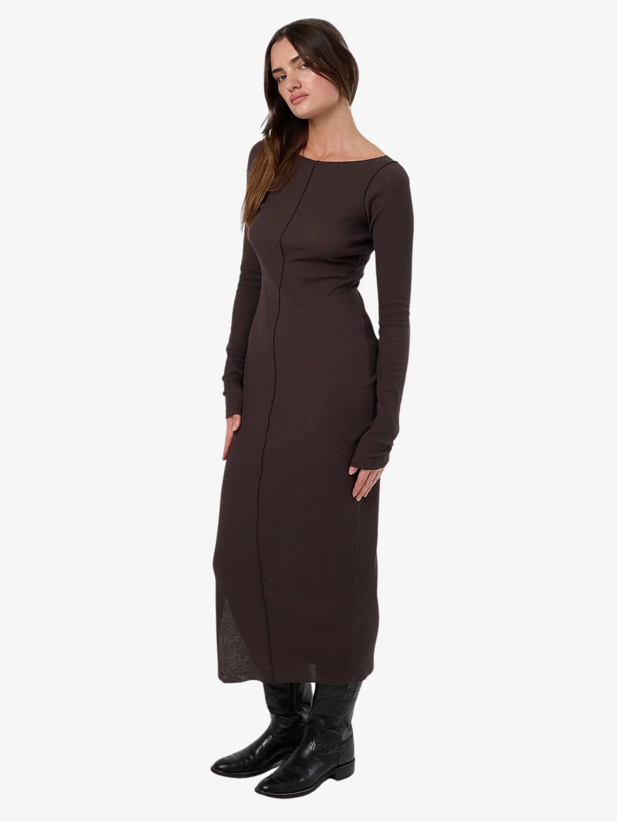 Thrills Jordi Boat Neck Maxi Dress | DARK CHARCOAL