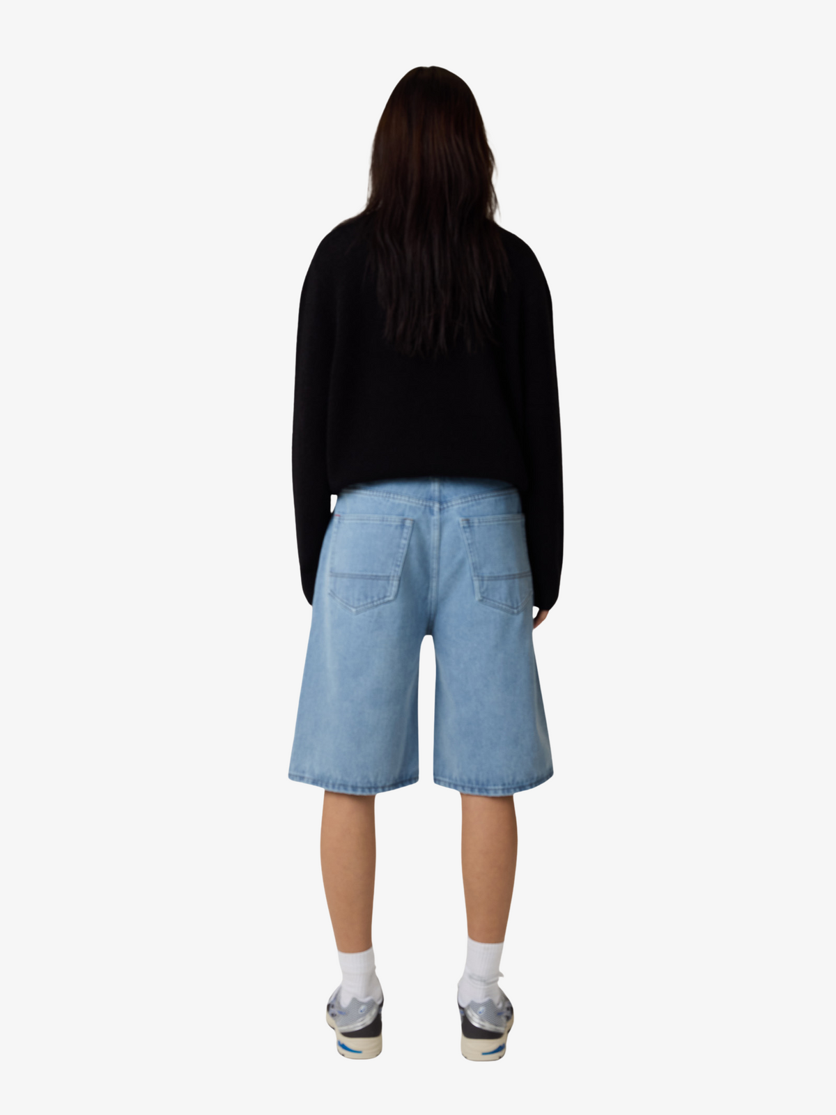 S-Double Placement Knit Womens Sweater | Black