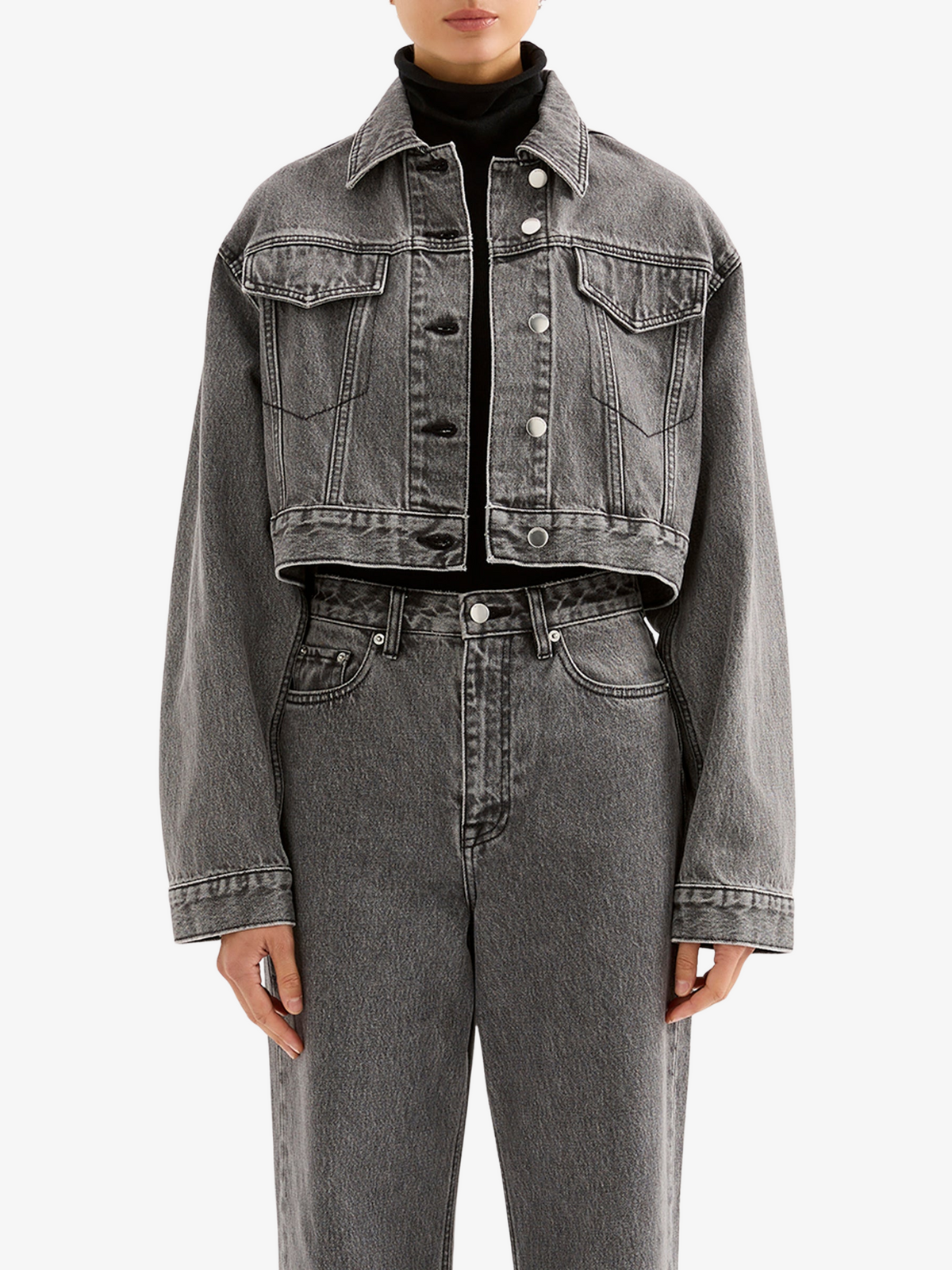 Nude Lucy Organic Denim Crop Jacket | Graphite