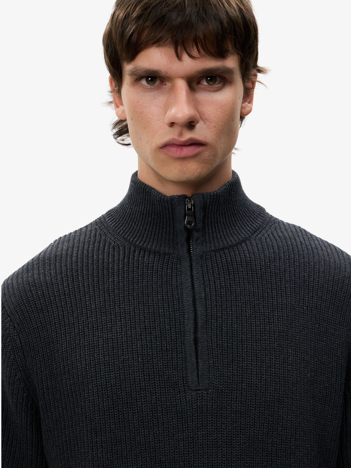 Article One Rib Quarter Zip Sweater | Charcoal