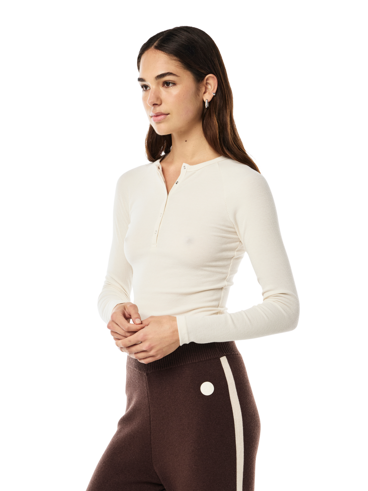 Pe Nation Prive Rib Long Sleeve Tee | Whisper White Cream