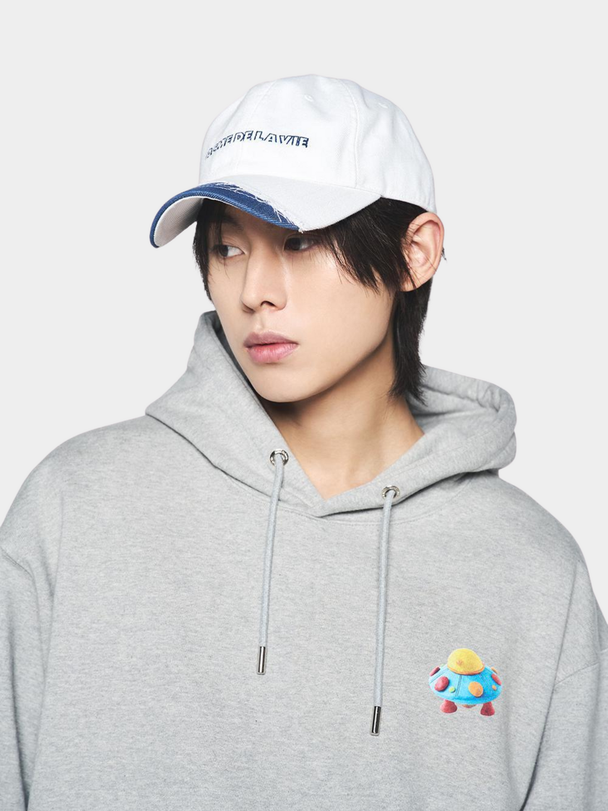 ADLV Damage Washing Denim Ball Cap | White