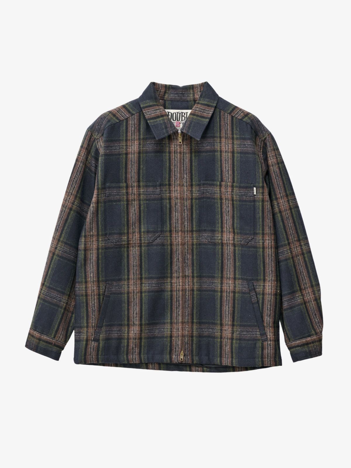 S-Double Long Sleeve Zip Thru Shirt | Navy