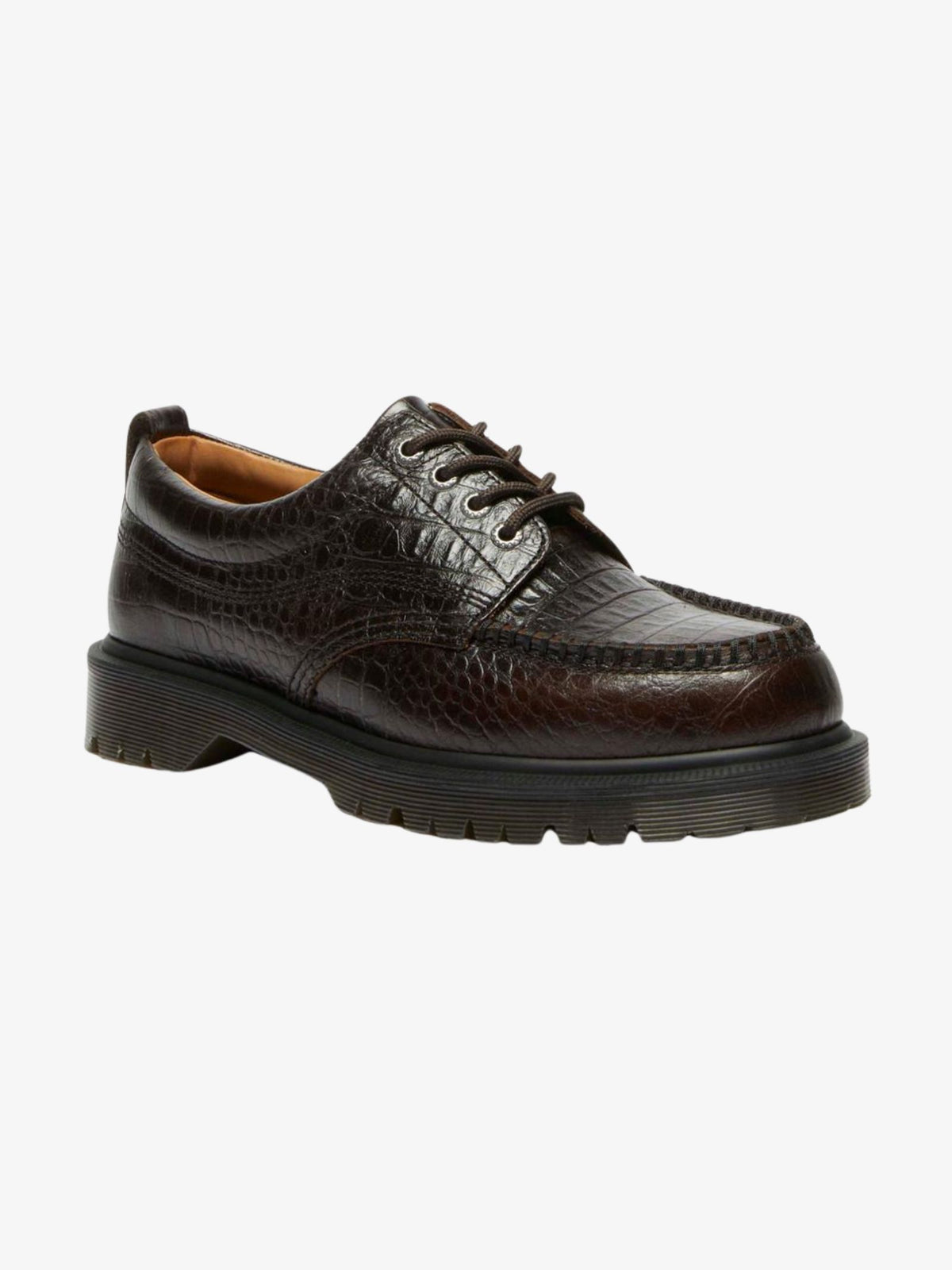 Dr Martens Unisex Lowell Analine Croc Emboss | Dark Brown