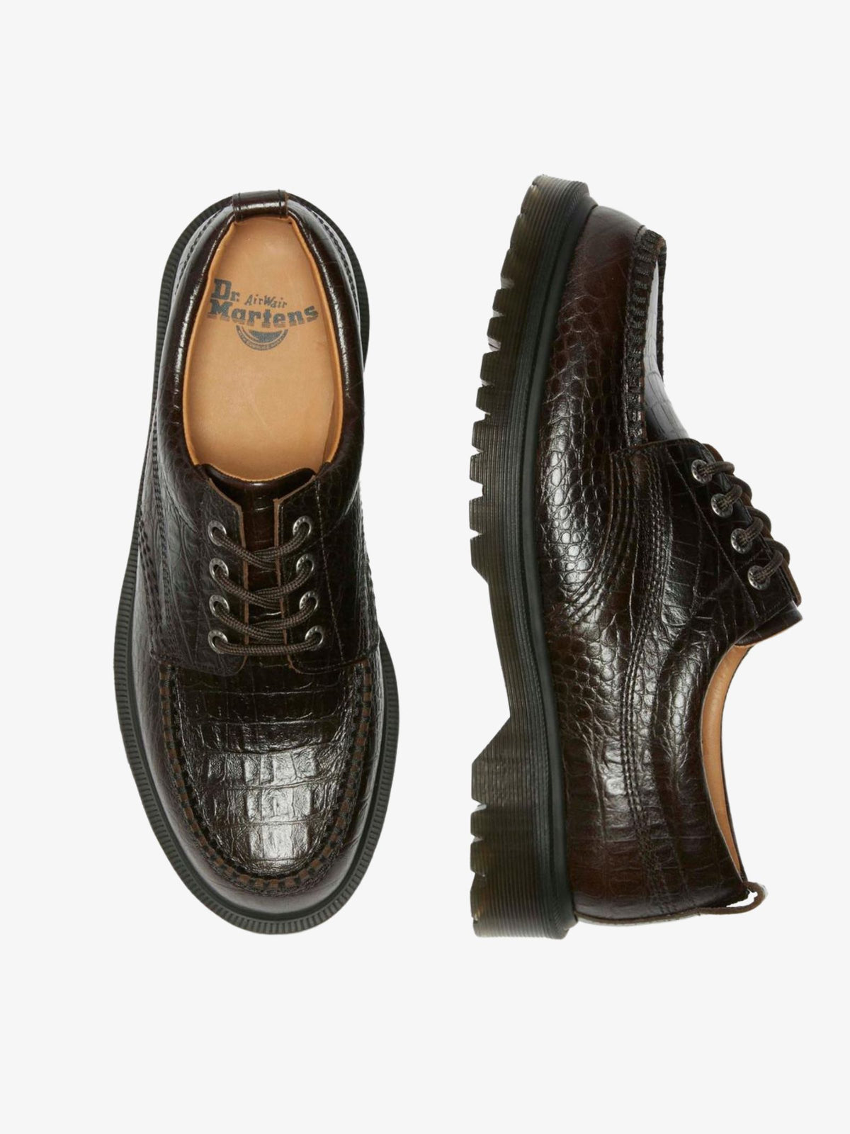 Dr Martens Unisex Lowell Analine Croc Emboss | Dark Brown