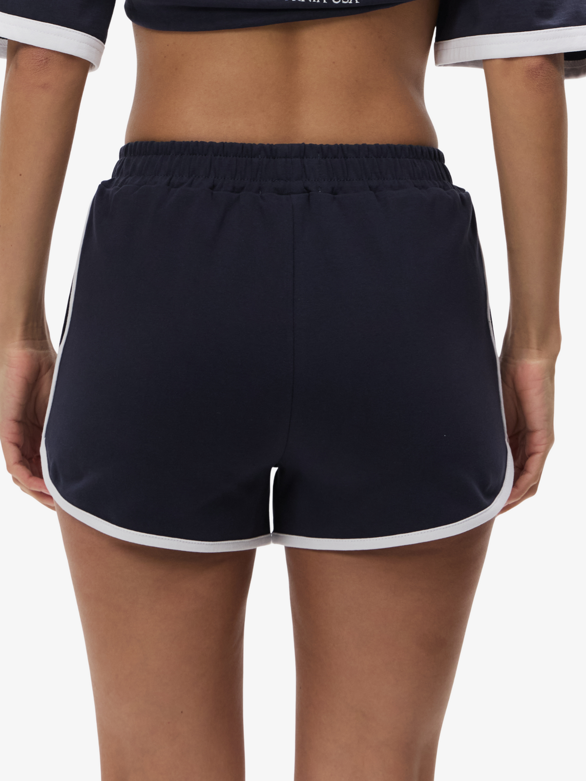 West Hollywood Sweat Club Running Scalloped Sweatshort | Navy White
