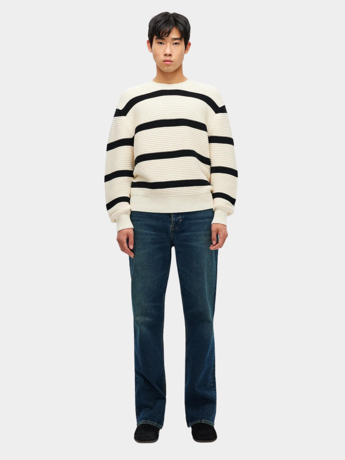 Neuw Stripe Knit Crew | Black Stripe