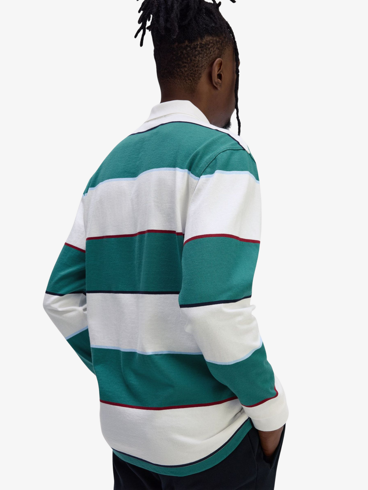 Fred Perry Heavyweight Jersey Striped Polo Shirt | Snow White