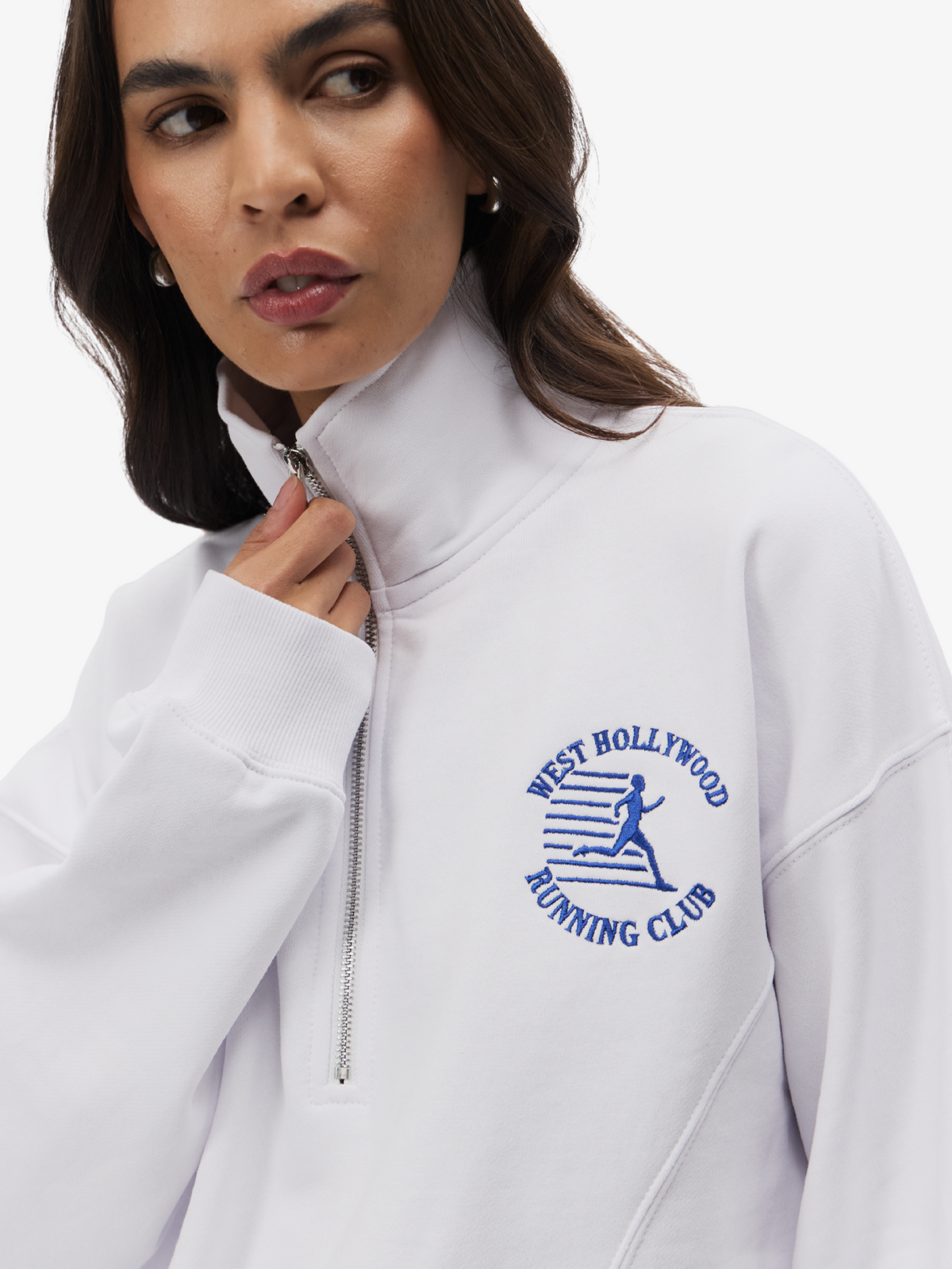 West Hollywood Sweat Club Running Quarter Zip | White