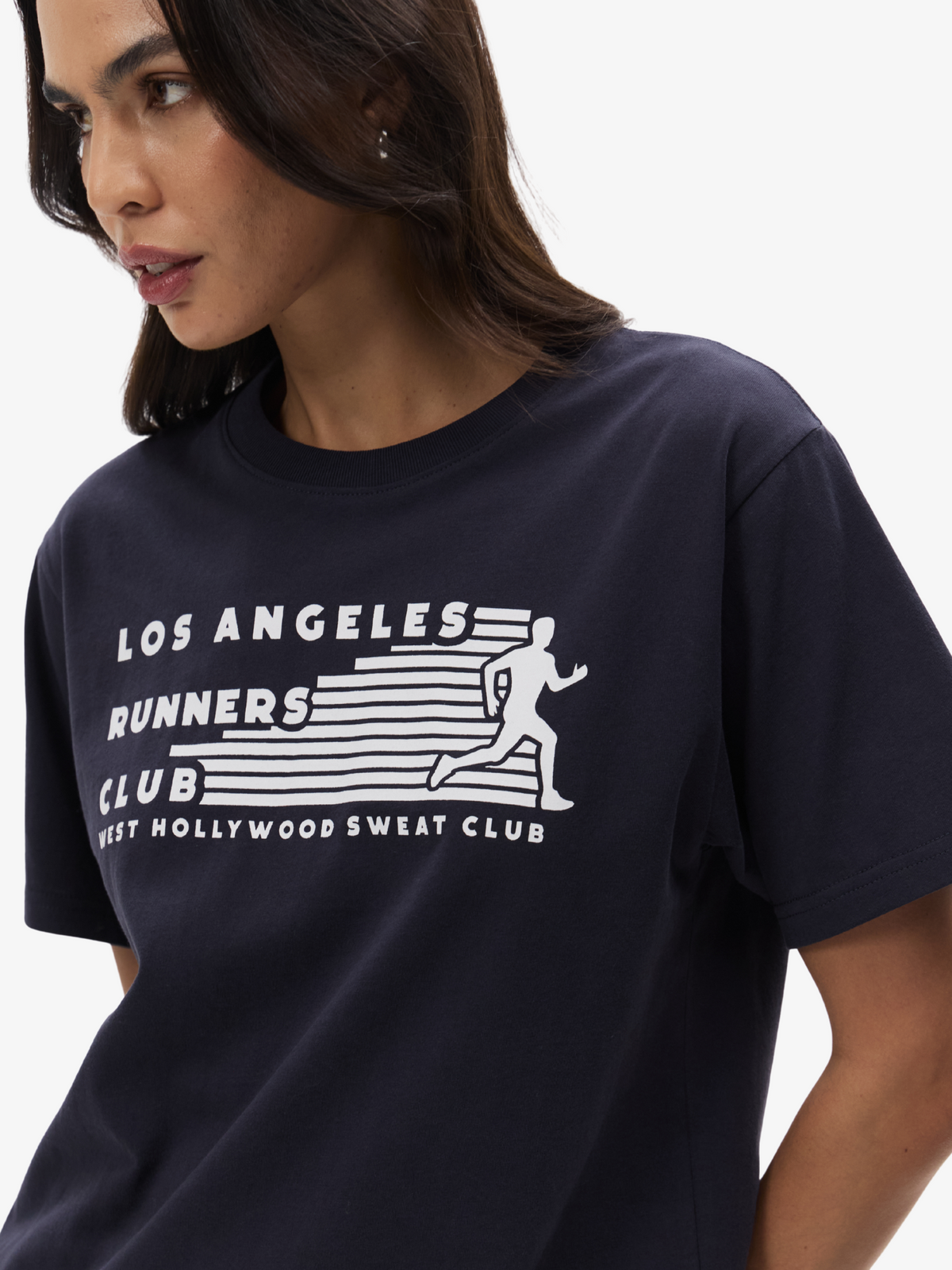West Hollywood Sweat Club Los Angeles Runners Club Relaxed Tee | Navy
