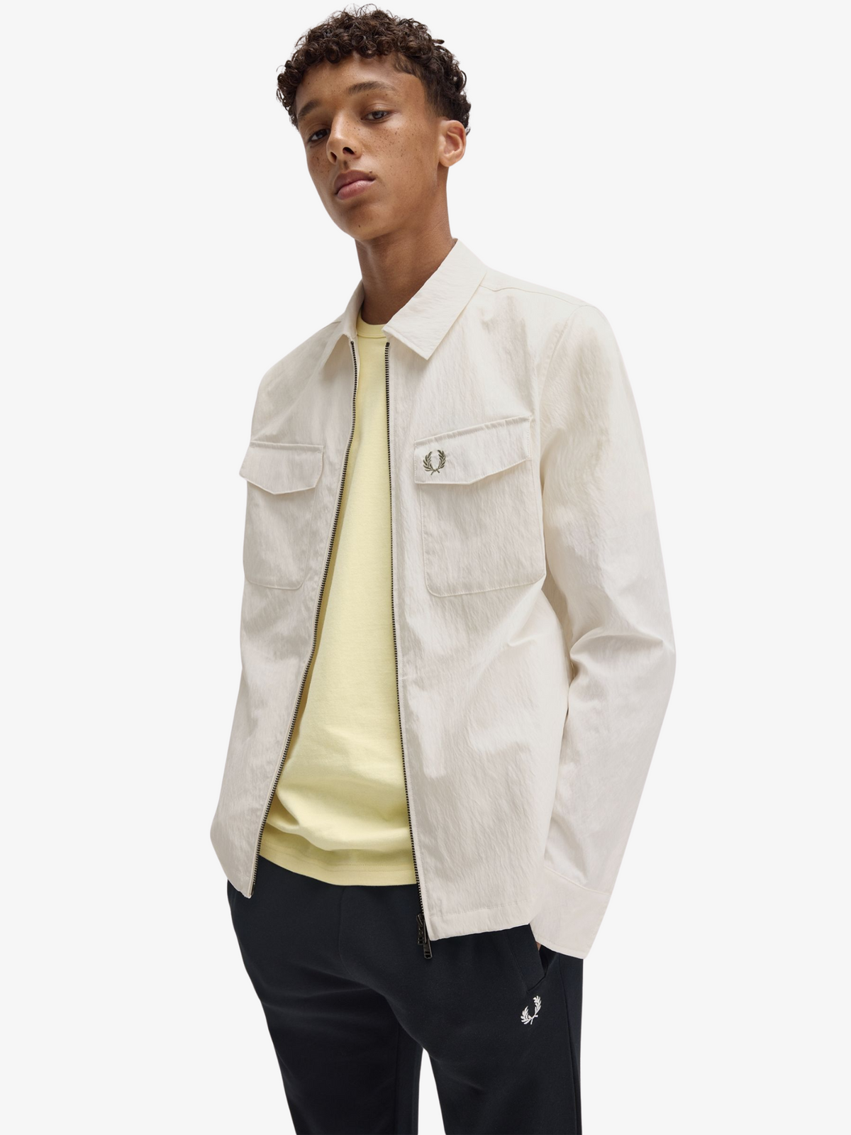 Fred Perry Zip Through Overshirt | Light Ecru
